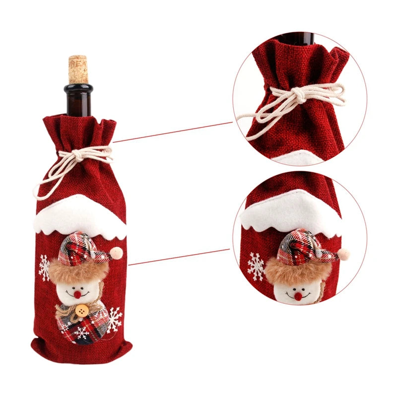 Christmas Wine Bottle Cover Merry Christmas Decorations For Home 2025 Navidad Noel Natal Ornaments Xmas Gift Happy New Year 2026