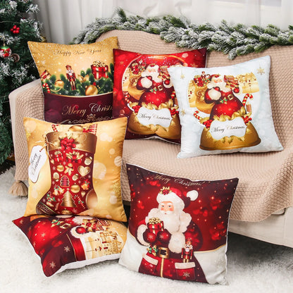 Christmas Cushion Cover Merry Christmas Decorations for Home 2025 Christmas Ornament Navidad Noel Xmas Gifts Happy New Year 2026