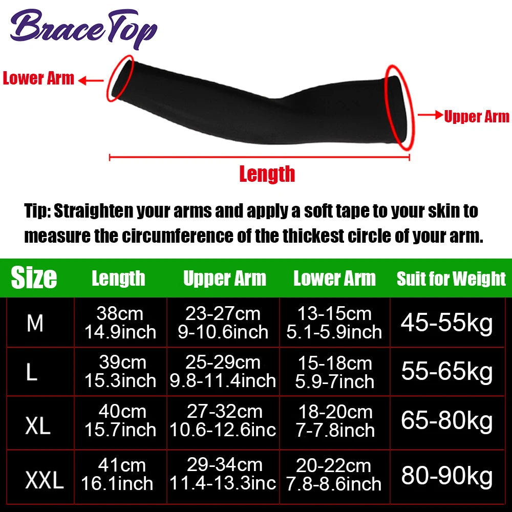 BraceTop 1 PC Sports Cooling Arm Sleeves for Men Women, Outdoor UV Protection Sleeves for Basketball Football Volleyball Cycling