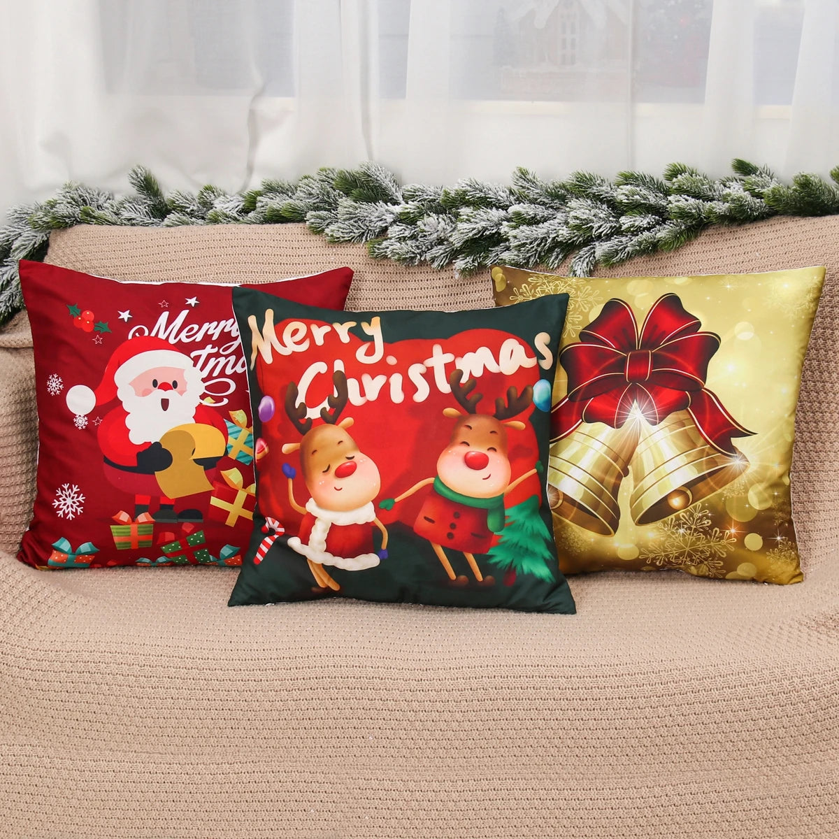 Christmas Cushion Cover Merry Christmas Decorations for Home 2025 Christmas Ornament Navidad Noel Xmas Gifts Happy New Year 2026