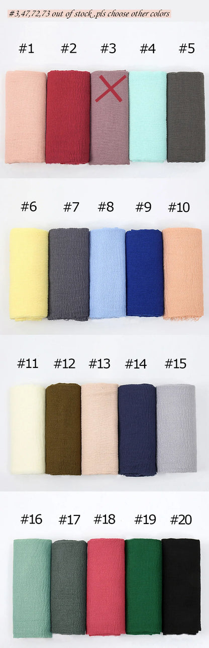 Hot Crinkle Cotton Hijab Scarf Women Scarves Bandana Turban Headscarf Muslim Shawl Africa Wrap Headband Islamic Shawls Headband