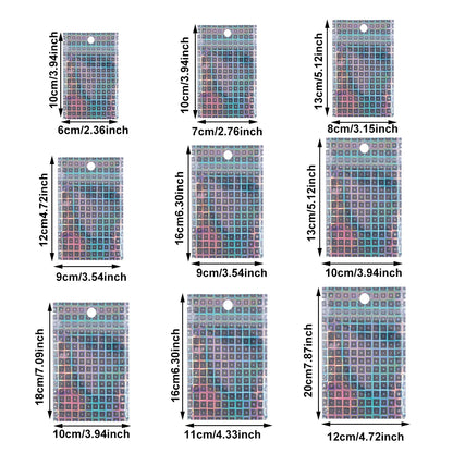 10 Pcs Zip Plastic Packaging Bag Aluminum Foil Hologram Laser Food Pouch Small Waterproof Zipper Storage Reclosable Pouches