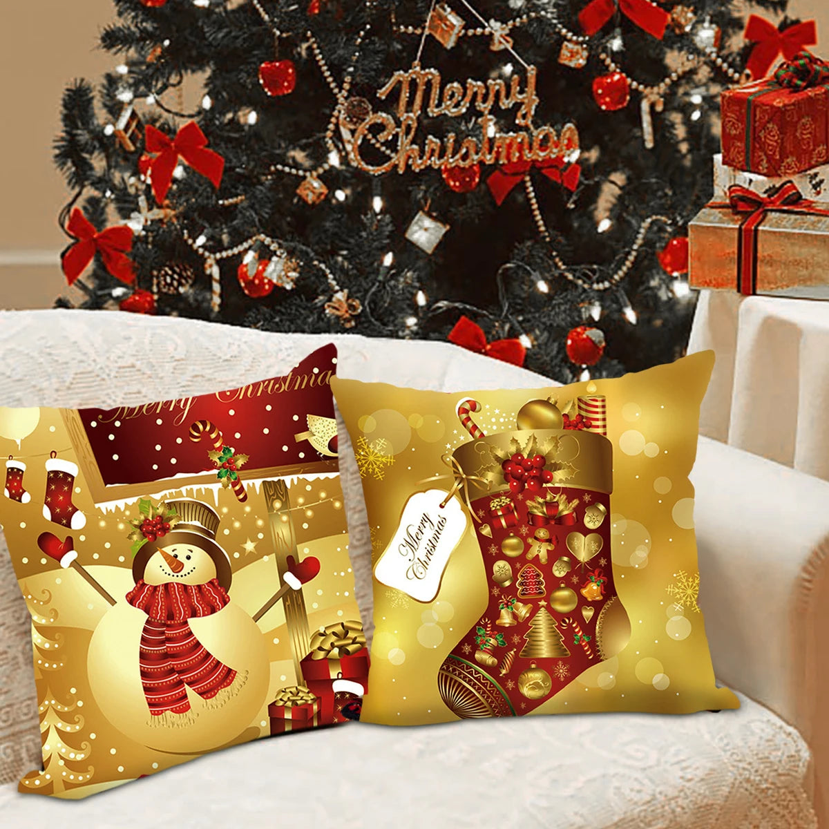 Christmas Cushion Cover Merry Christmas Decorations for Home 2025 Christmas Ornament Navidad Noel Xmas Gifts Happy New Year 2026