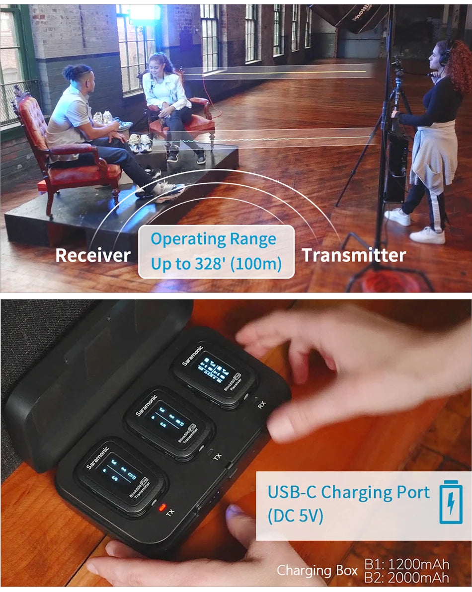 Saramonic Blink500 Pro Wireless Lavalier Microphone for iPhone Android PC Computer DSLR Cameras Youtube Recording Streaming Vlog