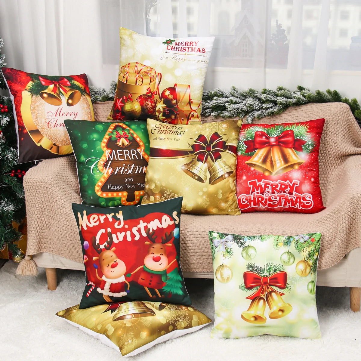 Christmas Cushion Cover Merry Christmas Decorations for Home 2025 Christmas Ornament Navidad Noel Xmas Gifts Happy New Year 2026