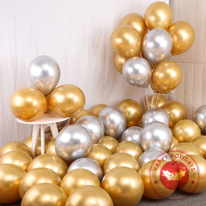 5-30pcs/lot Chrome Metal Balloon Large Latex Balloons Gold Silver Green Birthday Party Wedding Christmas Decor Helium Balloon
