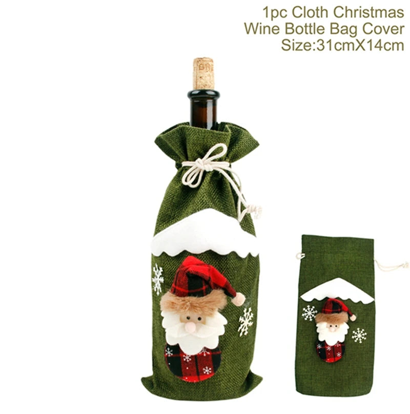 Christmas Wine Bottle Cover Merry Christmas Decorations For Home 2025 Navidad Noel Natal Ornaments Xmas Gift Happy New Year 2026