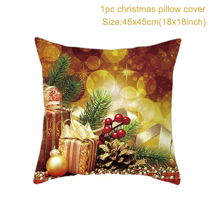 Christmas Cushion Cover Merry Christmas Decorations for Home 2025 Christmas Ornament Navidad Noel Xmas Gifts Happy New Year 2026