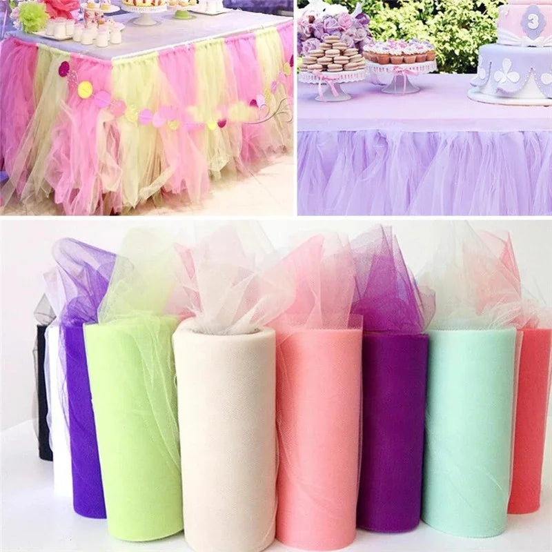 Tulle Roll 15cm 25 Yards Tulle Organza Roll Spool Tutu Fabric Wedding Birthday Decoration Party Supplies Baby Shower Accessories