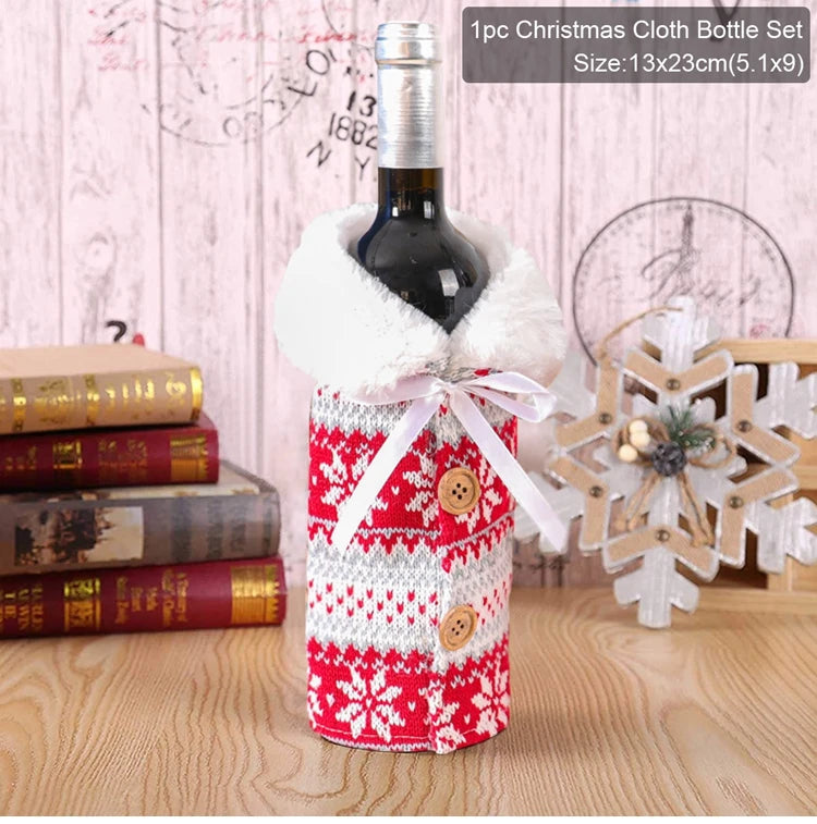 Christmas Wine Bottle Cover Merry Christmas Decorations For Home 2025 Navidad Noel Natal Ornaments Xmas Gift Happy New Year 2026