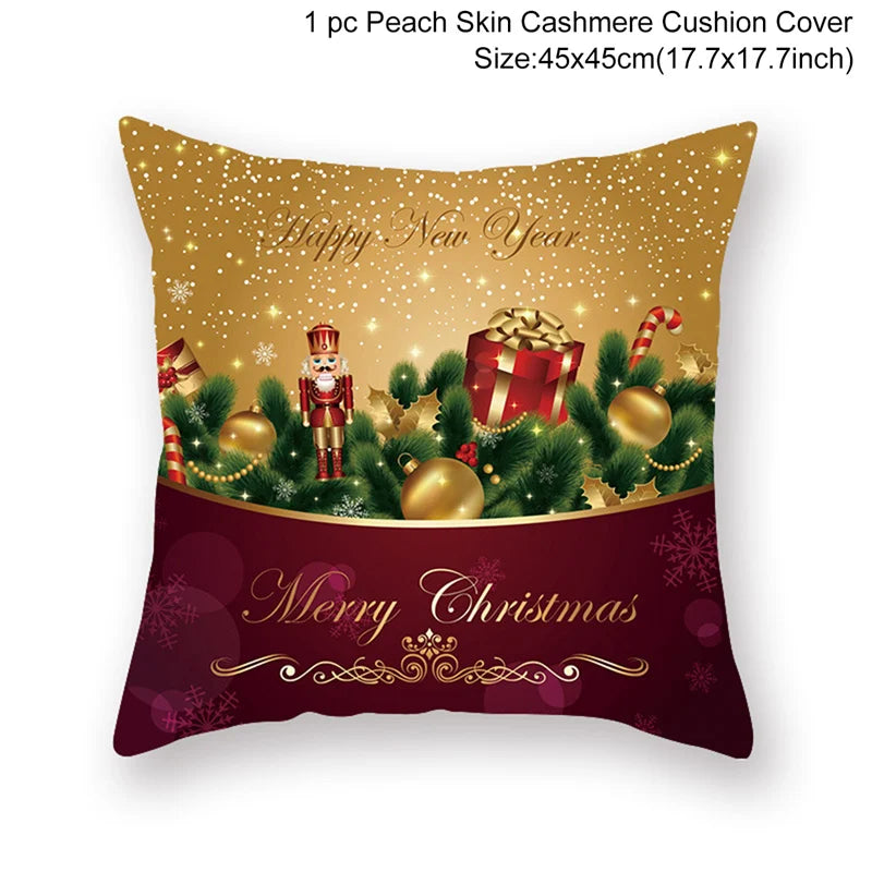 Christmas Cushion Cover Merry Christmas Decorations for Home 2025 Christmas Ornament Navidad Noel Xmas Gifts Happy New Year 2026