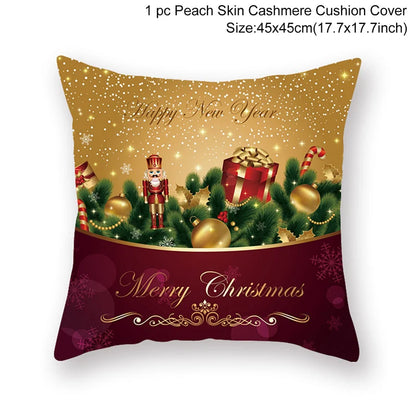 Christmas Cushion Cover Merry Christmas Decorations for Home 2025 Christmas Ornament Navidad Noel Xmas Gifts Happy New Year 2026