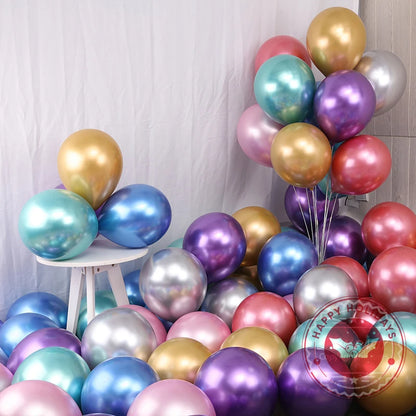 5-30pcs/lot Chrome Metal Balloon Large Latex Balloons Gold Silver Green Birthday Party Wedding Christmas Decor Helium Balloon