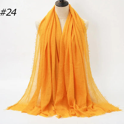 Hot Crinkle Cotton Hijab Scarf Women Scarves Bandana Turban Headscarf Muslim Shawl Africa Wrap Headband Islamic Shawls Headband