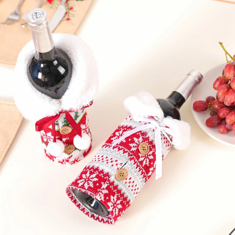 Christmas Wine Bottle Cover Merry Christmas Decorations For Home 2025 Navidad Noel Natal Ornaments Xmas Gift Happy New Year 2026