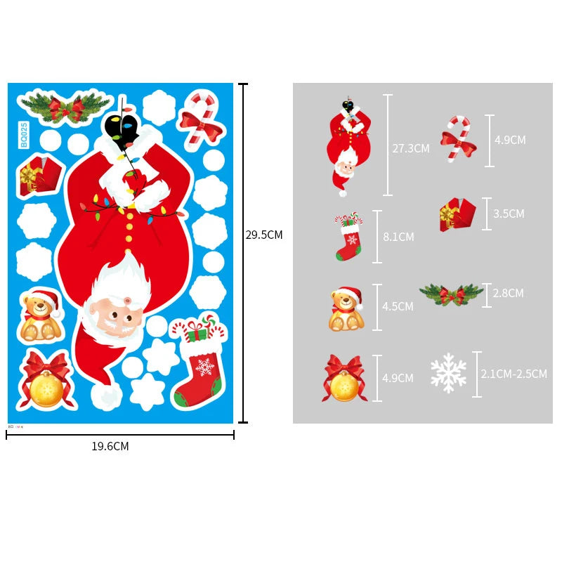 Christmas Glass Stickers  Home Decor Ornaments Xmas Snowflake Santa Claus Door Shop Window Sticker New Year Christmas Decoration