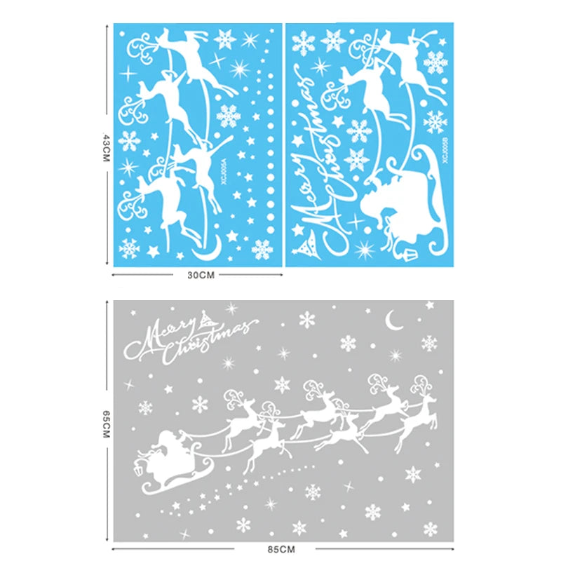 Christmas Glass Stickers  Home Decor Ornaments Xmas Snowflake Santa Claus Door Shop Window Sticker New Year Christmas Decoration