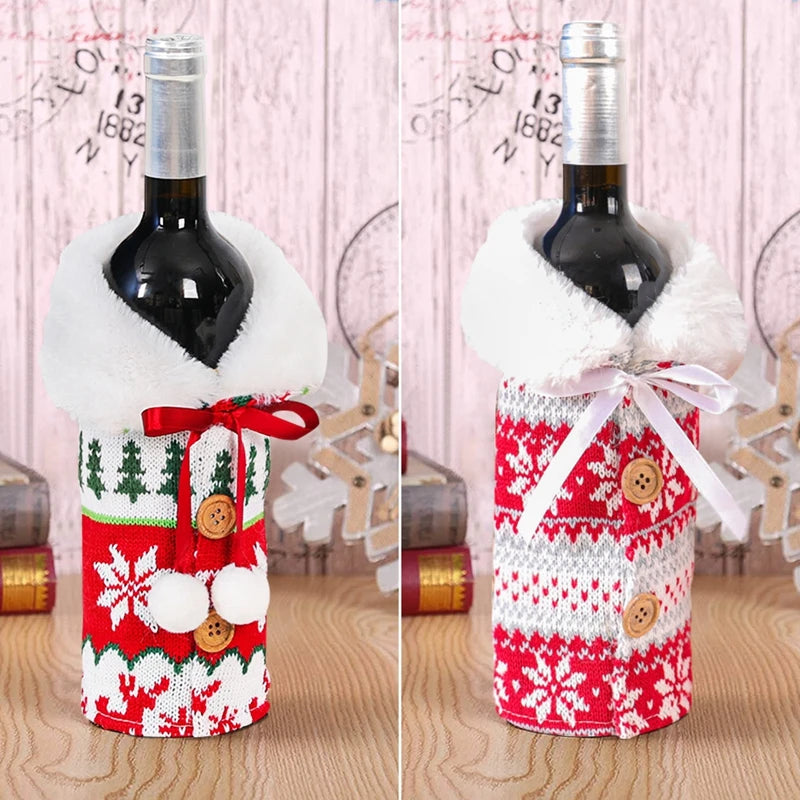 Christmas Wine Bottle Cover Merry Christmas Decorations For Home 2025 Navidad Noel Natal Ornaments Xmas Gift Happy New Year 2026