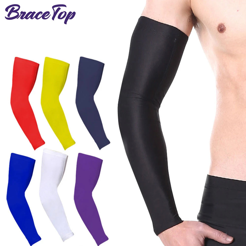 BraceTop 1 PC Sports Cooling Arm Sleeves for Men Women, Outdoor UV Protection Sleeves for Basketball Football Volleyball Cycling