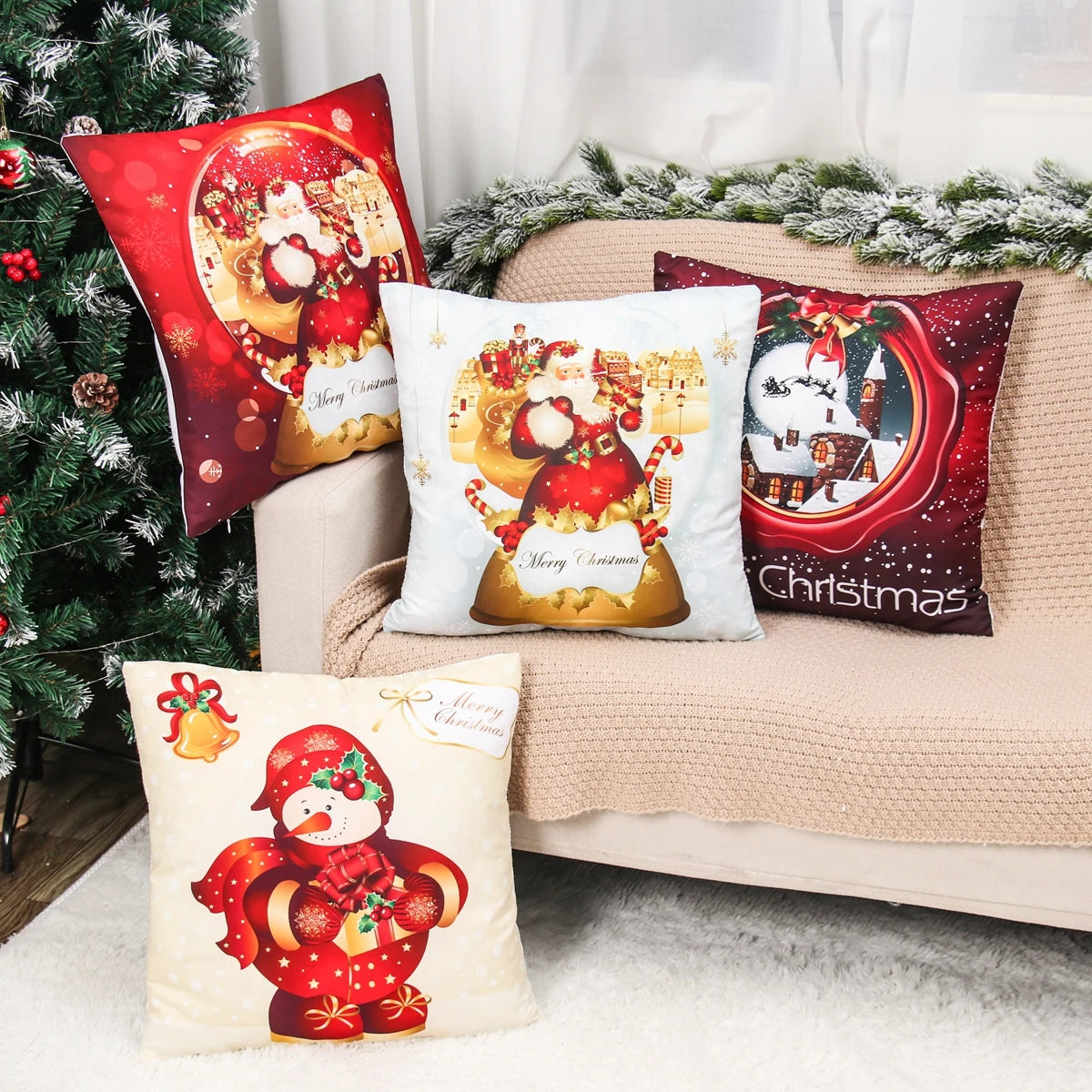 Christmas Cushion Cover Merry Christmas Decorations for Home 2025 Christmas Ornament Navidad Noel Xmas Gifts Happy New Year 2026
