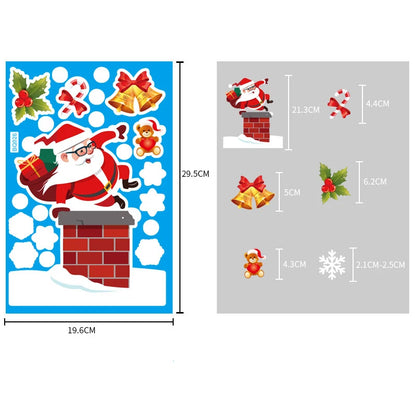 Christmas Glass Stickers  Home Decor Ornaments Xmas Snowflake Santa Claus Door Shop Window Sticker New Year Christmas Decoration