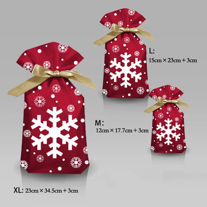 5/10pcs  New Year 2022 Candy Bag Santa Gift Bag Snowflake Crisp Drawstring Bag Merry Christmas Decorations for Home Noel Present