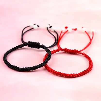 Handmade Tibetan Knot Bracelet – Red & Black Unisex Rope Charm