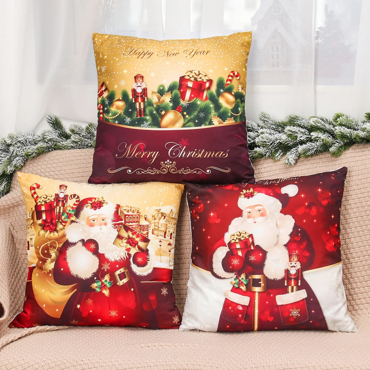 Christmas Cushion Cover Merry Christmas Decorations for Home 2025 Christmas Ornament Navidad Noel Xmas Gifts Happy New Year 2026
