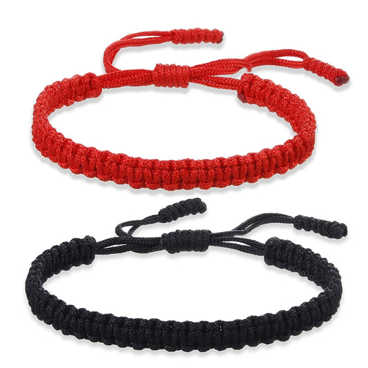 Handmade Tibetan Knot Bracelet – Red & Black Unisex Rope Charm