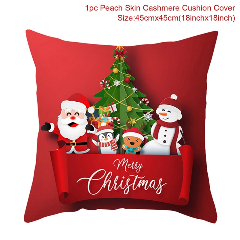 Christmas Cushion Cover Merry Christmas Decorations for Home 2025 Christmas Ornament Navidad Noel Xmas Gifts Happy New Year 2026