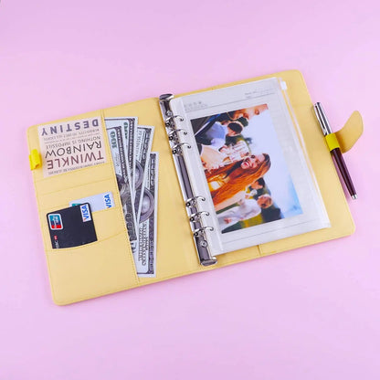 A5 Binder PU Leather 6-Ring Notebook Binder Cover for A5 Filler Paper, Refillable A5 Personal Planner Binder with Magnetic