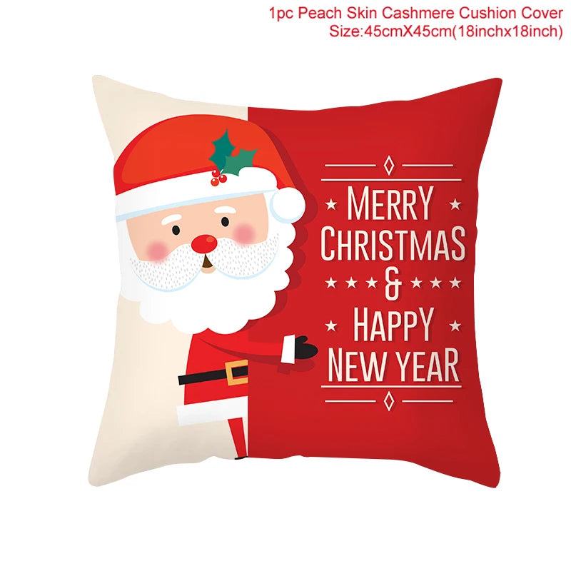 Christmas Cushion Cover Merry Christmas Decorations for Home 2025 Christmas Ornament Navidad Noel Xmas Gifts Happy New Year 2026