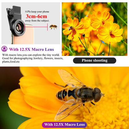 APEXEL 2-in-1 Phone Camera Lens – 0.45x Wide + 12.5x Macro
