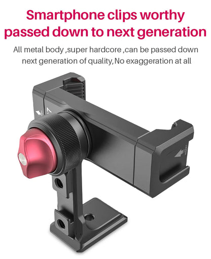 Ulanzi ST-27 Metal Phone Holder Clamp With Cold Shoe Arca 360°Rotatable tripod Mount Clip for TikTok Vlog Photography