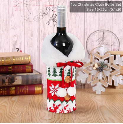 Christmas Wine Bottle Cover Merry Christmas Decorations For Home 2025 Navidad Noel Natal Ornaments Xmas Gift Happy New Year 2026