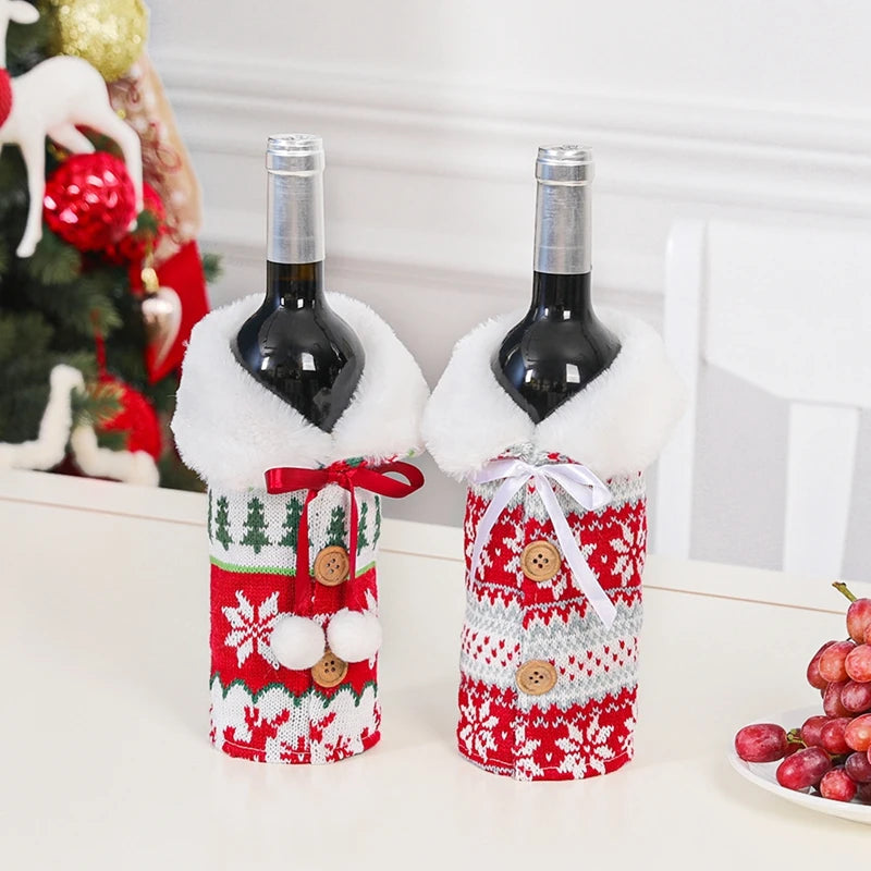 Christmas Wine Bottle Cover Merry Christmas Decorations For Home 2025 Navidad Noel Natal Ornaments Xmas Gift Happy New Year 2026