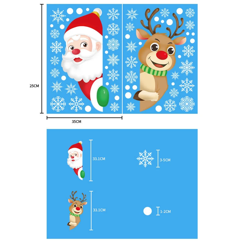 Christmas Glass Stickers  Home Decor Ornaments Xmas Snowflake Santa Claus Door Shop Window Sticker New Year Christmas Decoration