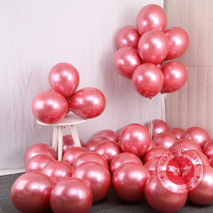 5-30pcs/lot Chrome Metal Balloon Large Latex Balloons Gold Silver Green Birthday Party Wedding Christmas Decor Helium Balloon