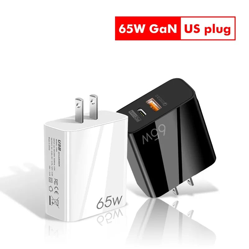 Supercharge USB Type C Cable QC3.0 65W PD fast Charger for Samsung iPhone Xiaomi Huawei Universal Quick Charger