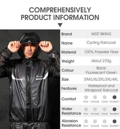 WEST BIKING Cycling Raincoat Waterproof Windproof Raincoat Reflective MTB Road Bike Cycling Jacket Pants Suit Men Women Clothes