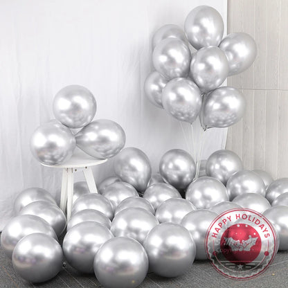 5-30pcs/lot Chrome Metal Balloon Large Latex Balloons Gold Silver Green Birthday Party Wedding Christmas Decor Helium Balloon