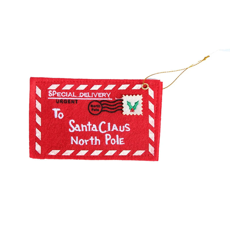 5pcs Christmas Letter Candy Bag Decoration Santa Claus Felt Envelope Embroidery for Home Tree Ornament Kids Holiday Gifts Supply