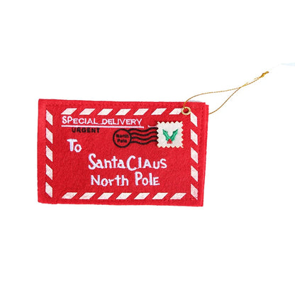 5pcs Christmas Letter Candy Bag Decoration Santa Claus Felt Envelope Embroidery for Home Tree Ornament Kids Holiday Gifts Supply