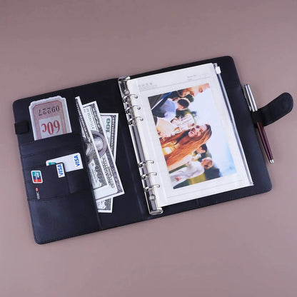 A5 Binder PU Leather 6-Ring Notebook Binder Cover for A5 Filler Paper, Refillable A5 Personal Planner Binder with Magnetic