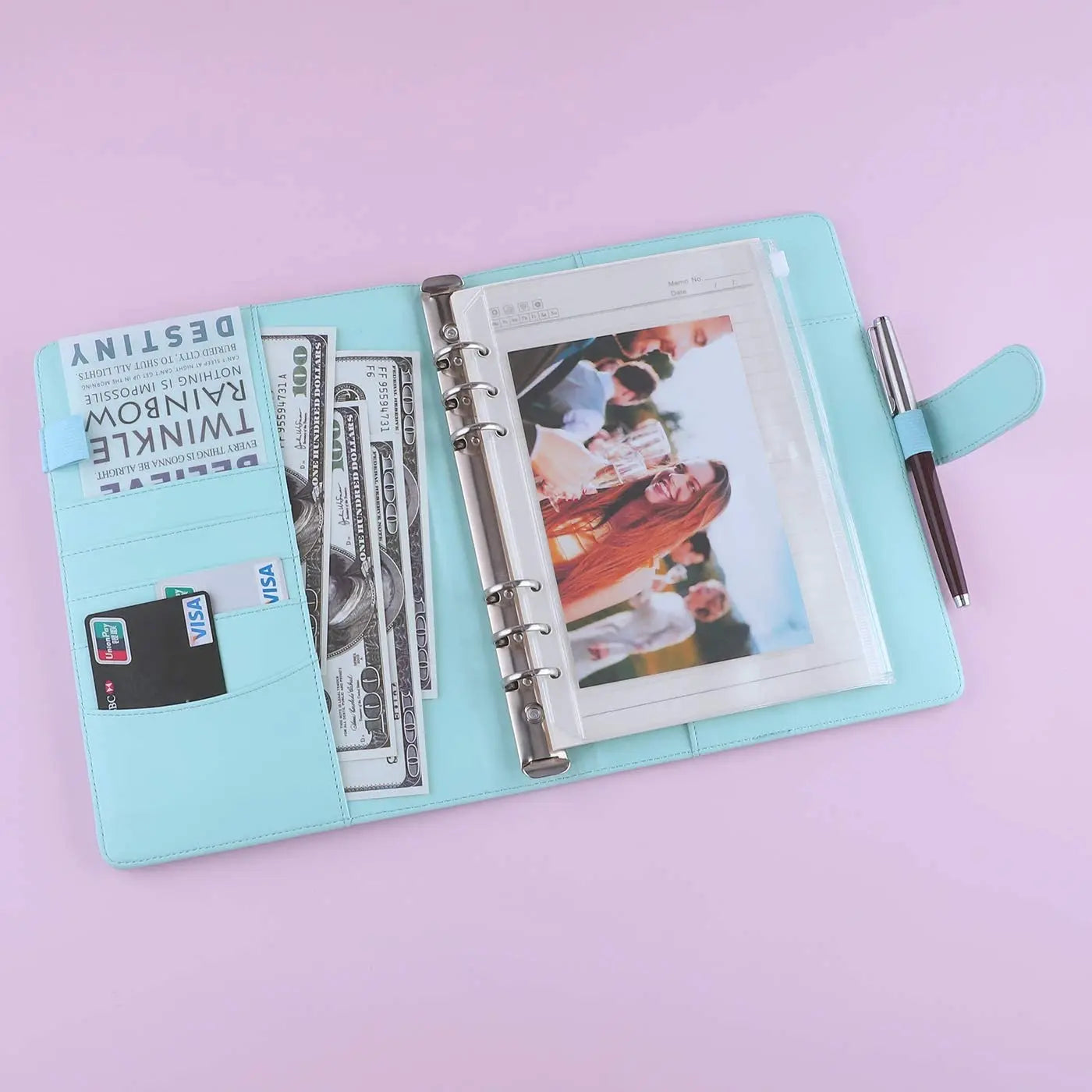A5 Binder PU Leather 6-Ring Notebook Binder Cover for A5 Filler Paper, Refillable A5 Personal Planner Binder with Magnetic