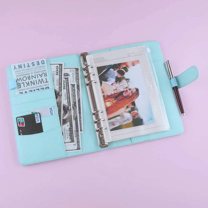 A5 Binder PU Leather 6-Ring Notebook Binder Cover for A5 Filler Paper, Refillable A5 Personal Planner Binder with Magnetic