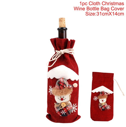 Christmas Wine Bottle Cover Merry Christmas Decorations For Home 2025 Navidad Noel Natal Ornaments Xmas Gift Happy New Year 2026