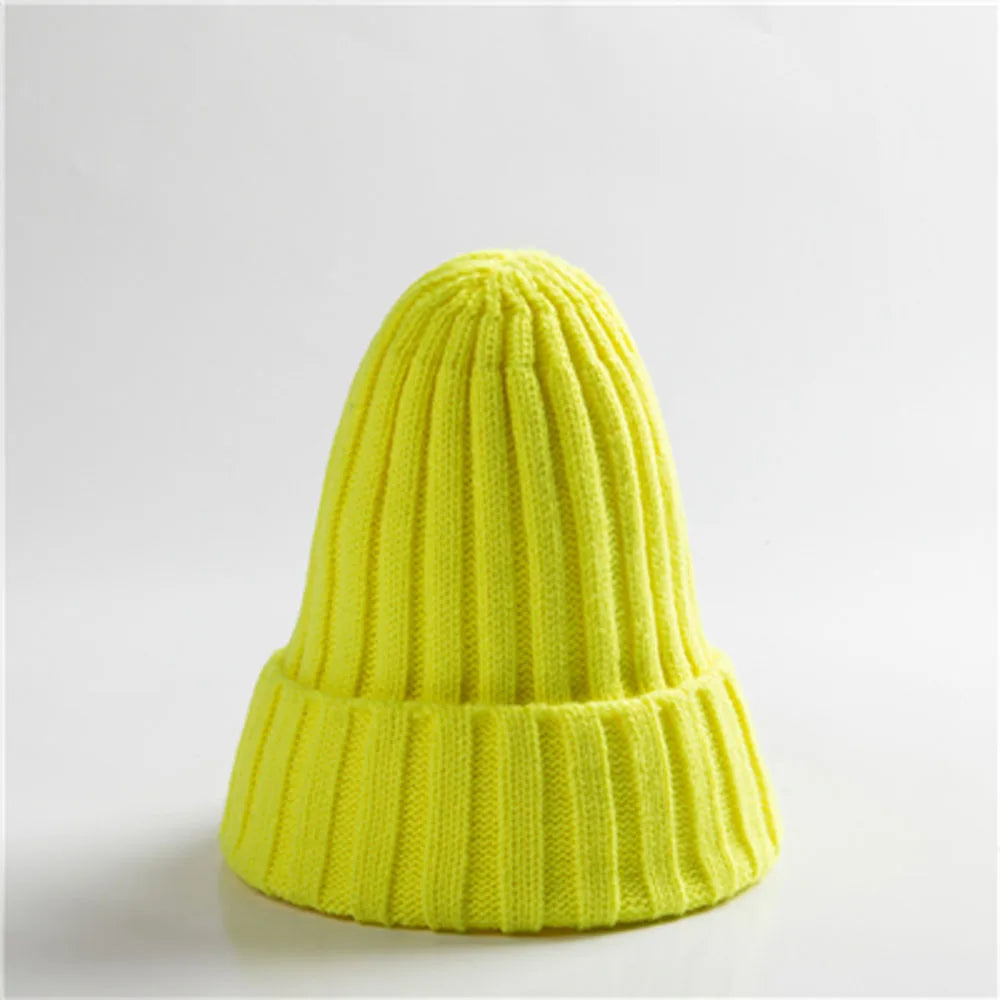 New Candy Colors Winter Women Knitted Hat Warm Soft Trendy Kpop Style Wool Beanie Elegant All-match Cap