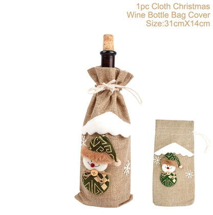 Christmas Wine Bottle Cover Merry Christmas Decorations For Home 2025 Navidad Noel Natal Ornaments Xmas Gift Happy New Year 2026