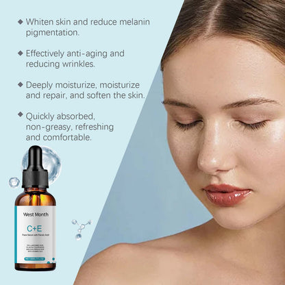 Vitamin C E Serum Lifting Moisturizer Fade Fine Lines Shrink Pore Firming Ferulic Acid Facial Essence Korean Skin Care Products